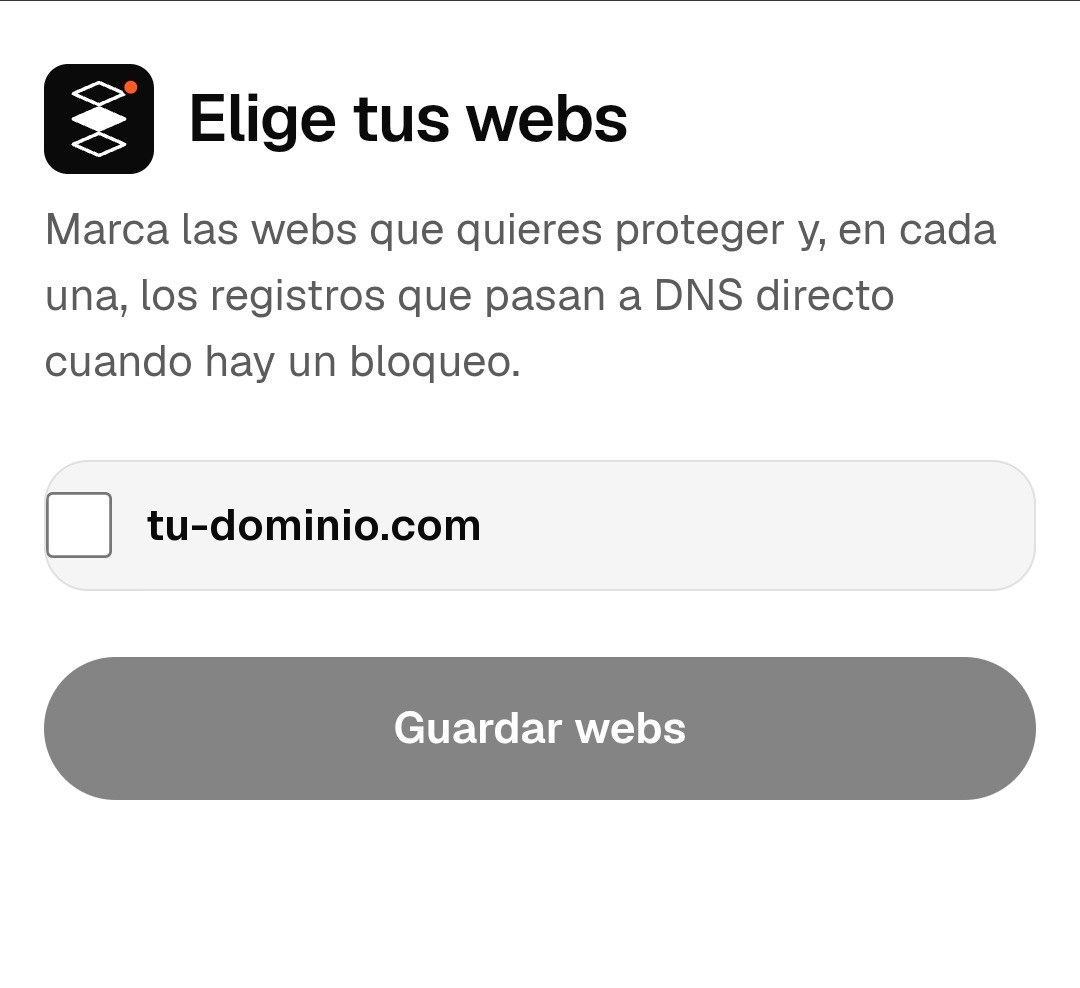 Pantalla Elige tus webs
