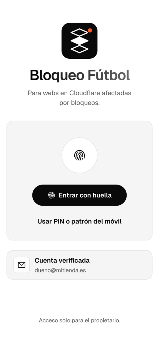 Pantalla de bloqueo de la app con el botón de entrar con huella